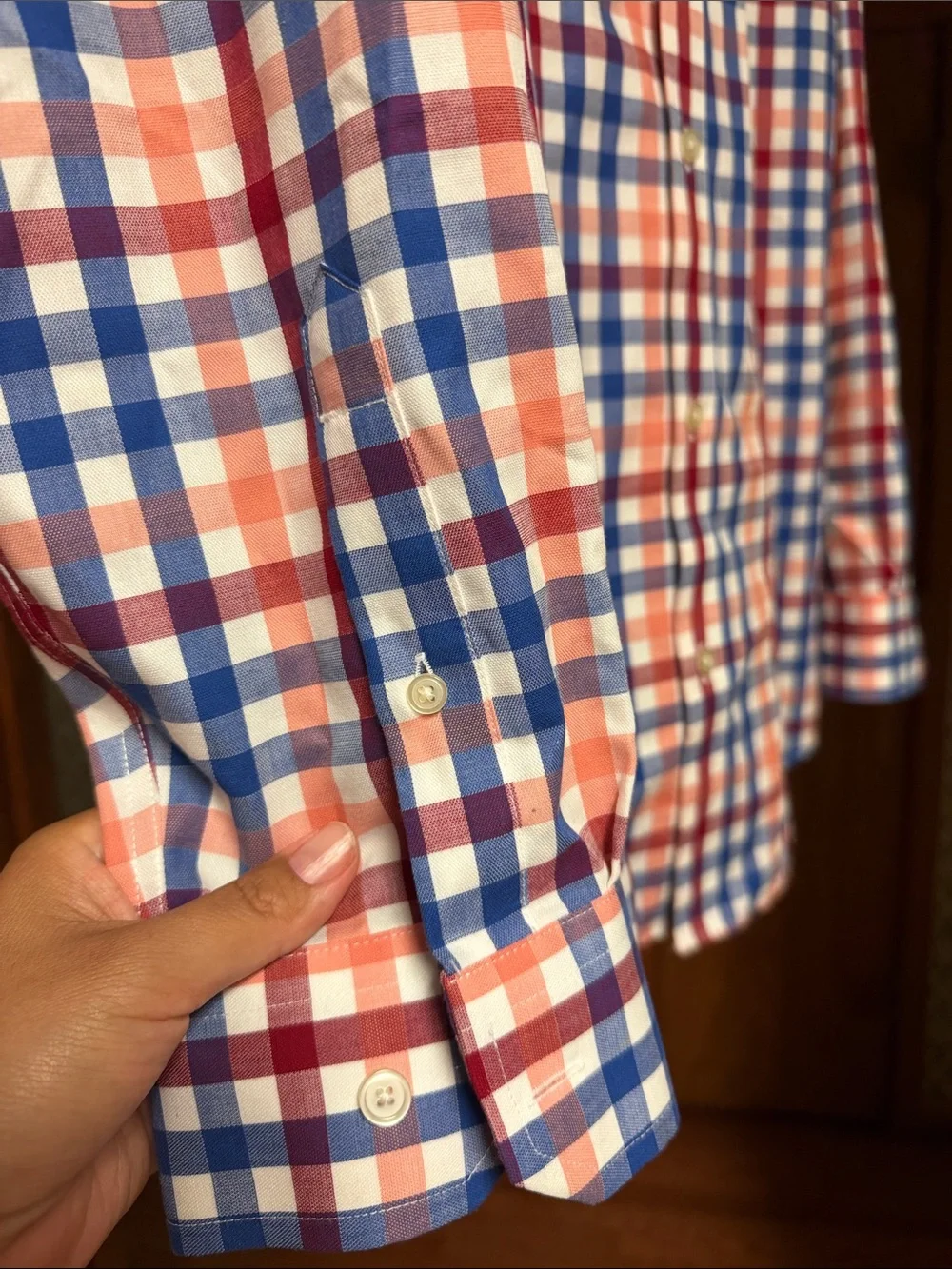 Banana Republic Red, Blue & White Check Dress Shirt